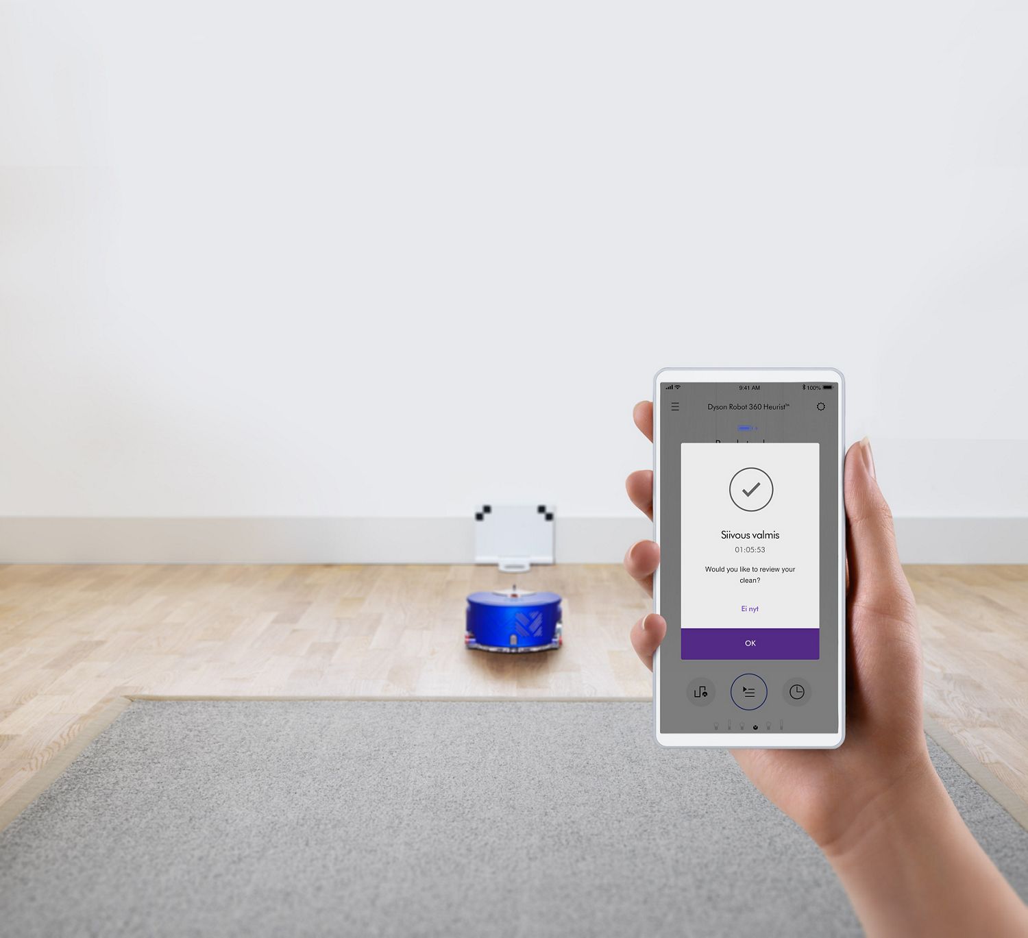 Dyson Link -sovellus älypuhelimen näytöllä